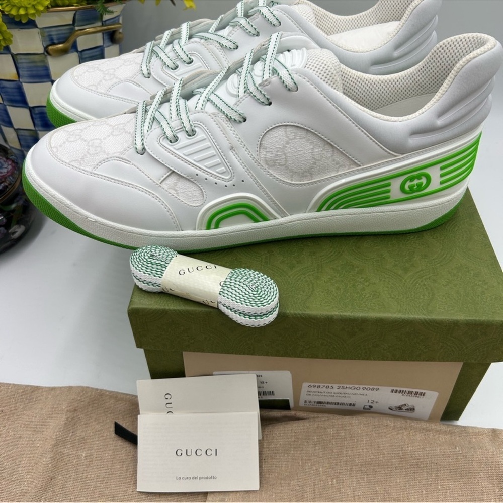 Men’s Gucci, GG demetra leather basket sneakers size 12.5 made in Italy - Picture 7 of 11